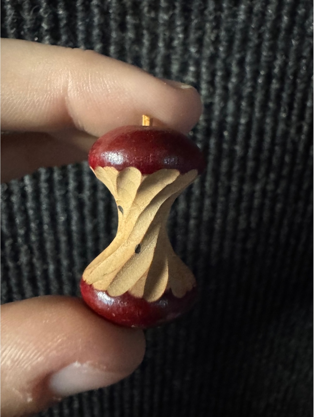 Unique Hand-Carved Mini Wooden Apple Core Figurine